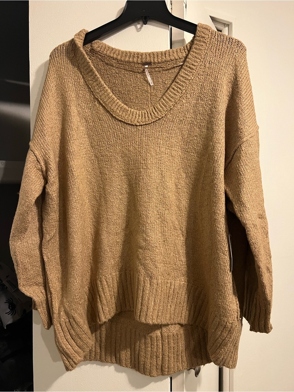 Free People Cozy Camel Scoop Neck Knit Sweater